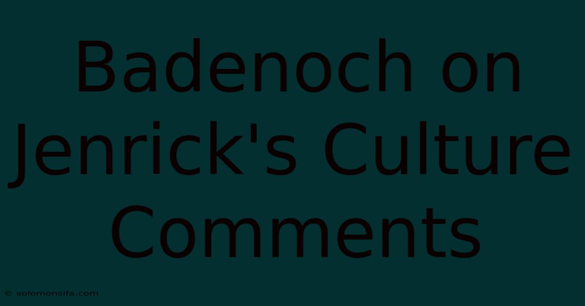 Badenoch On Jenrick's Culture Comments