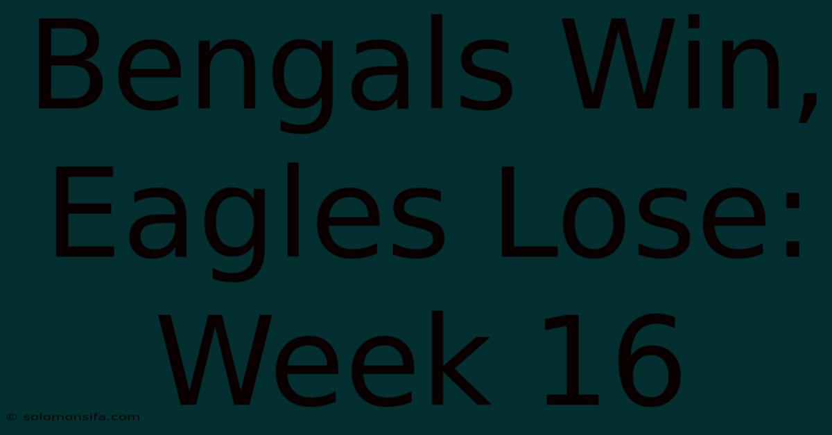 Bengals Win, Eagles Lose: Week 16