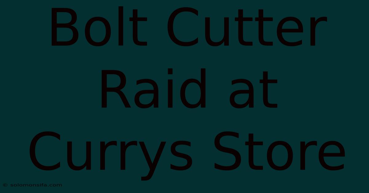 Bolt Cutter Raid At Currys Store