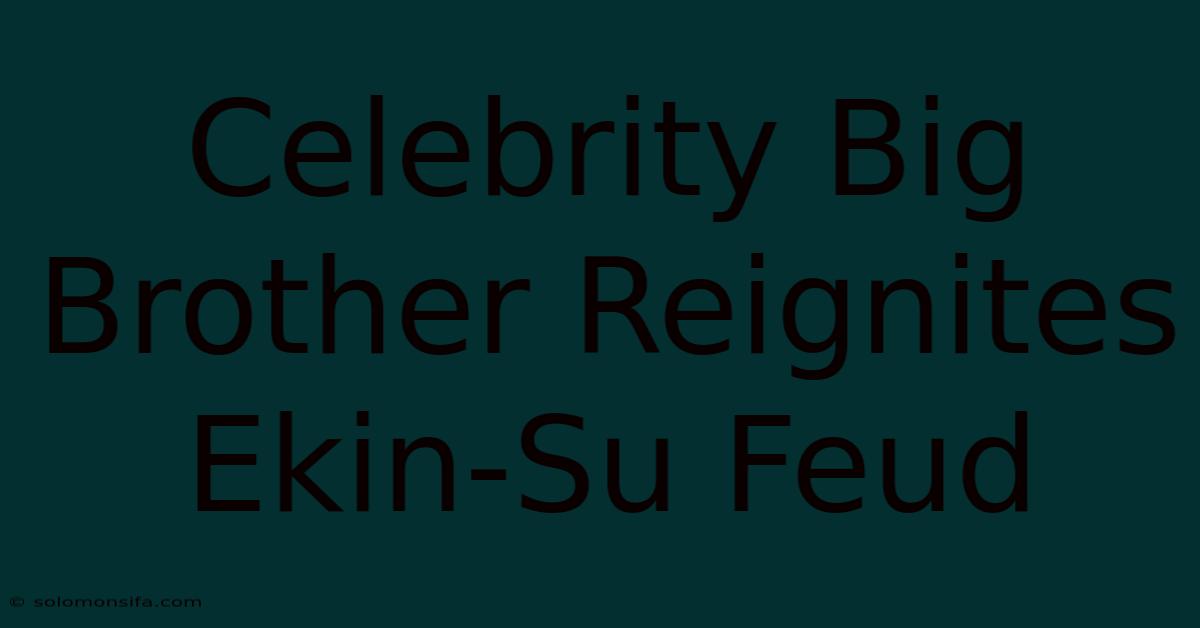 Celebrity Big Brother Reignites Ekin-Su Feud