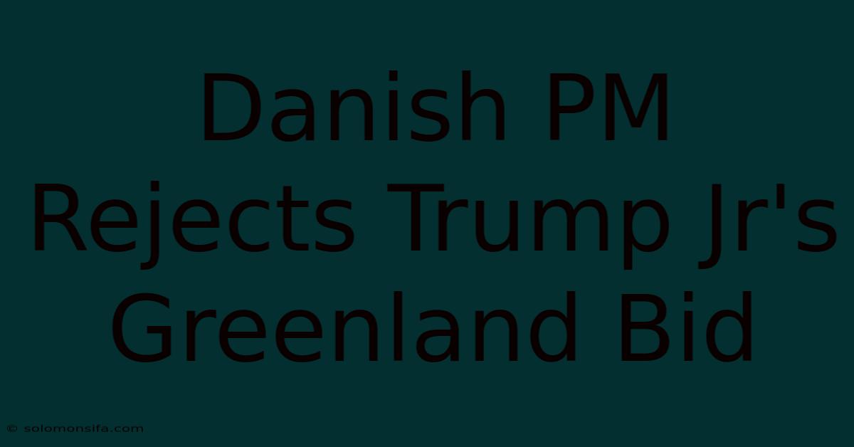 Danish PM Rejects Trump Jr's Greenland Bid