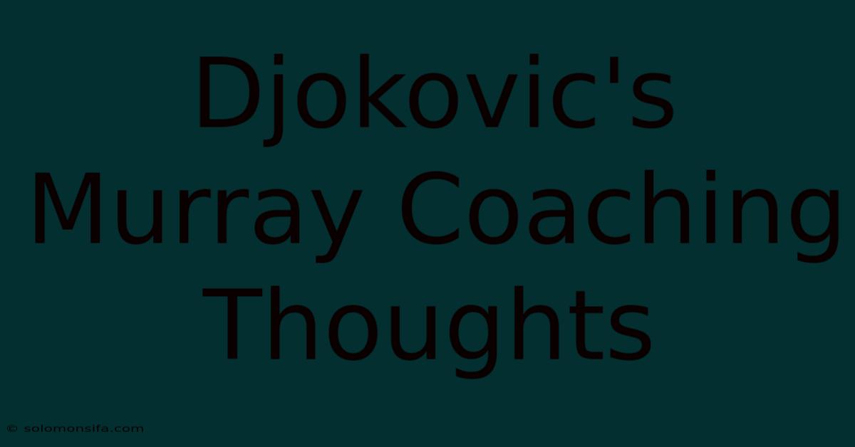 Djokovic's Murray Coaching Thoughts