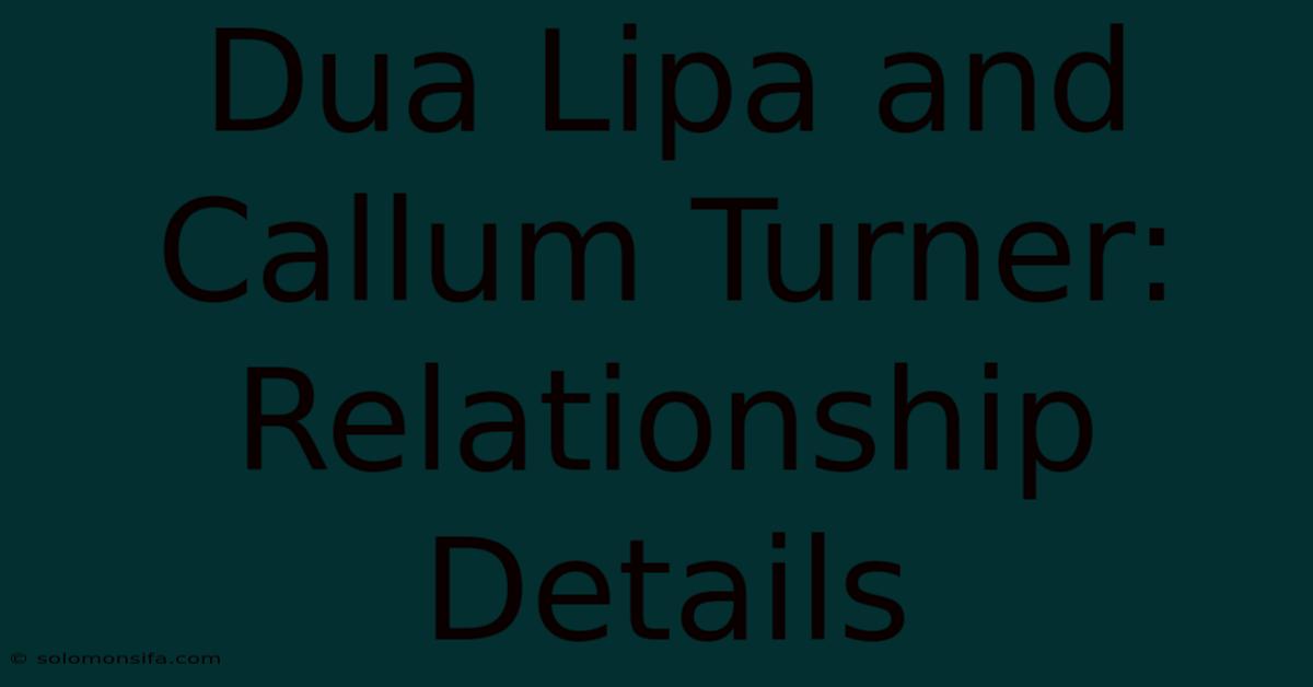 Dua Lipa And Callum Turner: Relationship Details