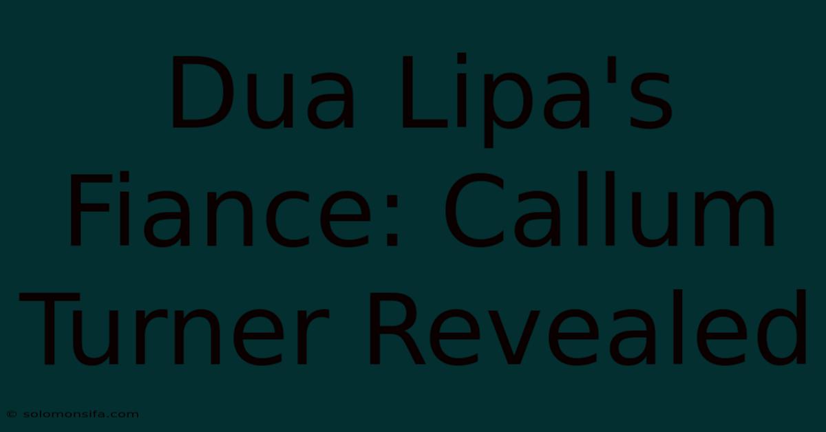 Dua Lipa's Fiance: Callum Turner Revealed