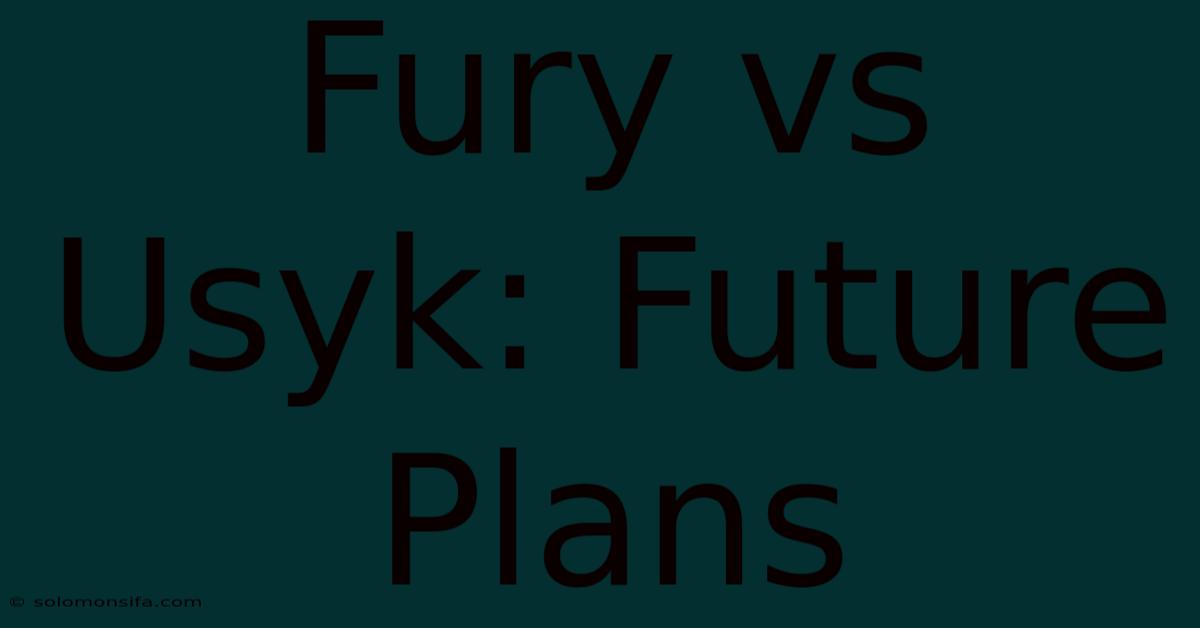 Fury Vs Usyk: Future Plans