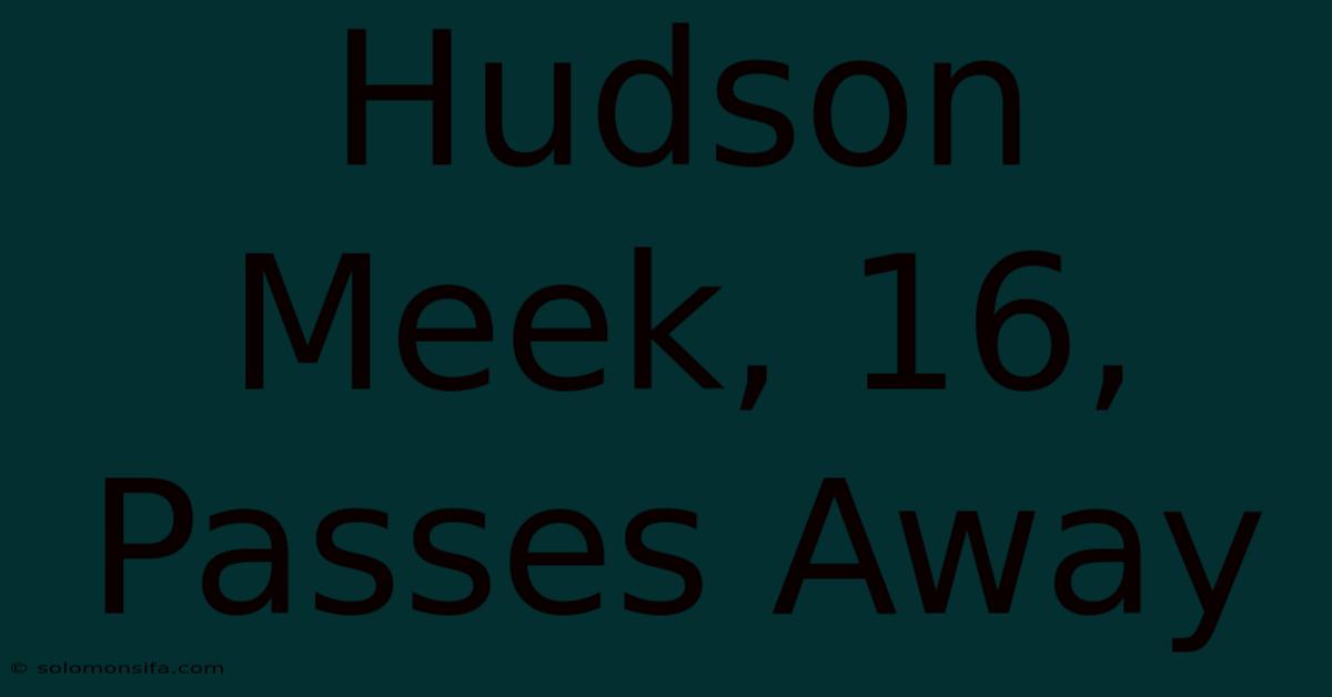 Hudson Meek, 16, Passes Away