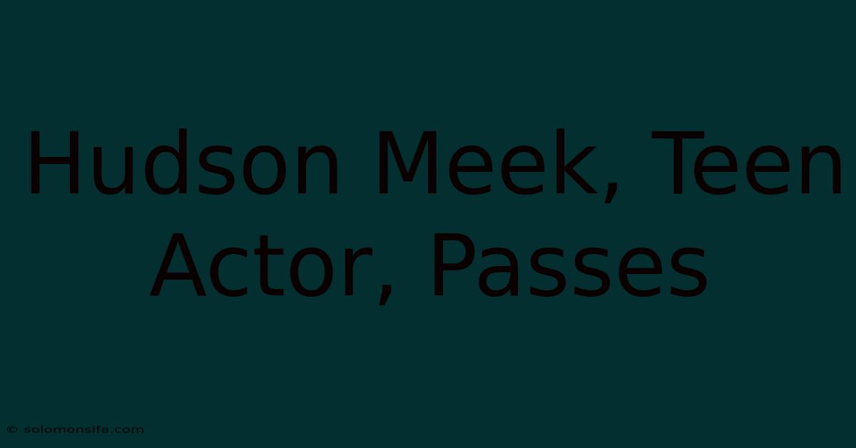 Hudson Meek, Teen Actor, Passes