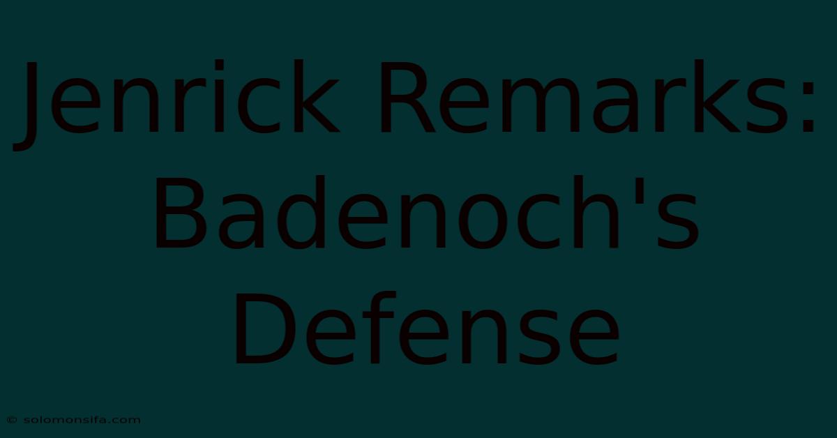 Jenrick Remarks: Badenoch's Defense