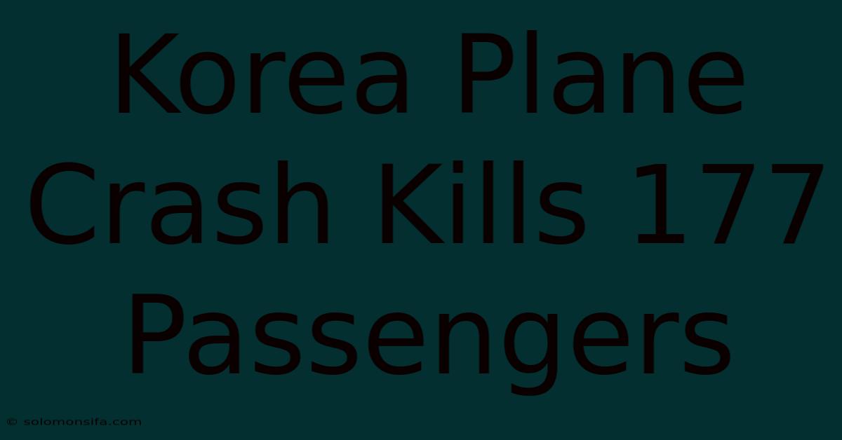 Korea Plane Crash Kills 177 Passengers