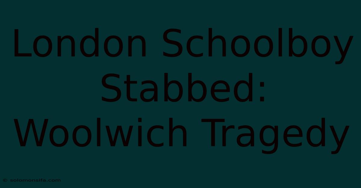 London Schoolboy Stabbed: Woolwich Tragedy