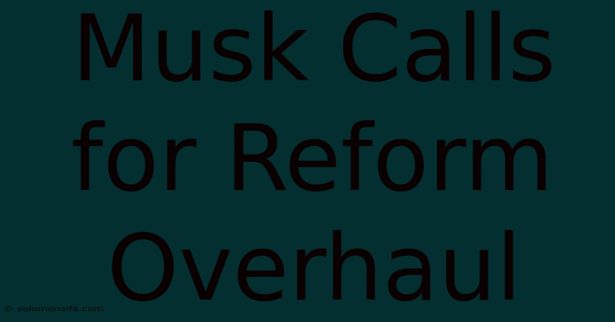 Musk Calls For Reform Overhaul