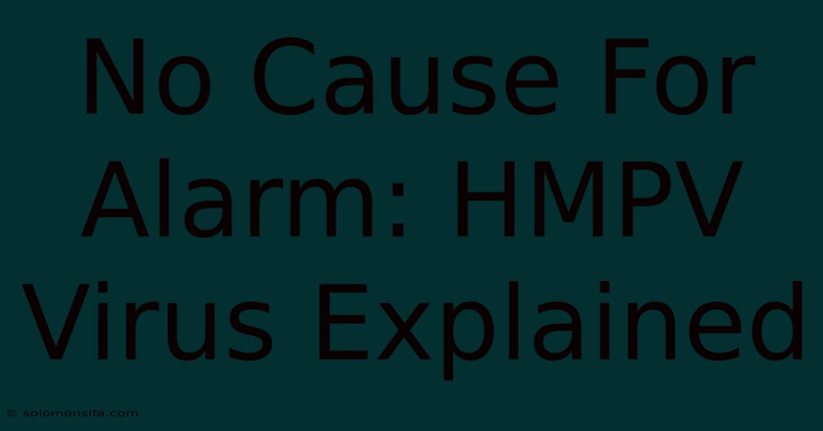 No Cause For Alarm: HMPV Virus Explained