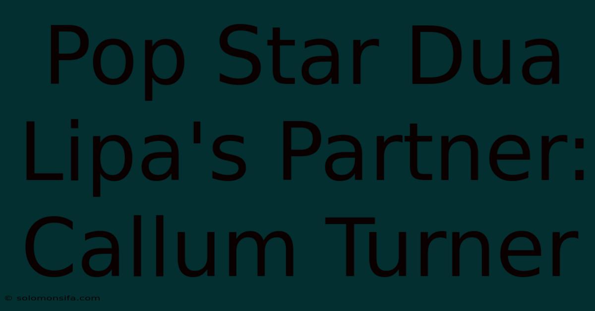 Pop Star Dua Lipa's Partner: Callum Turner