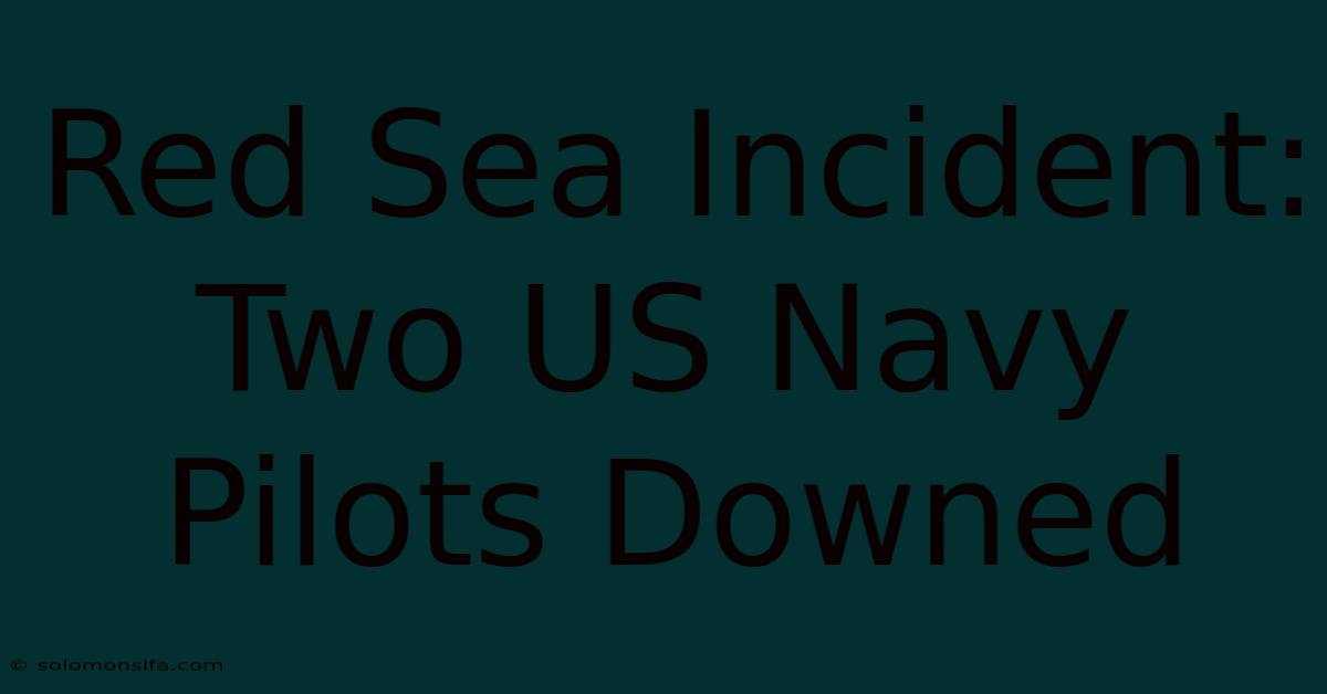 Red Sea Incident: Two US Navy Pilots Downed