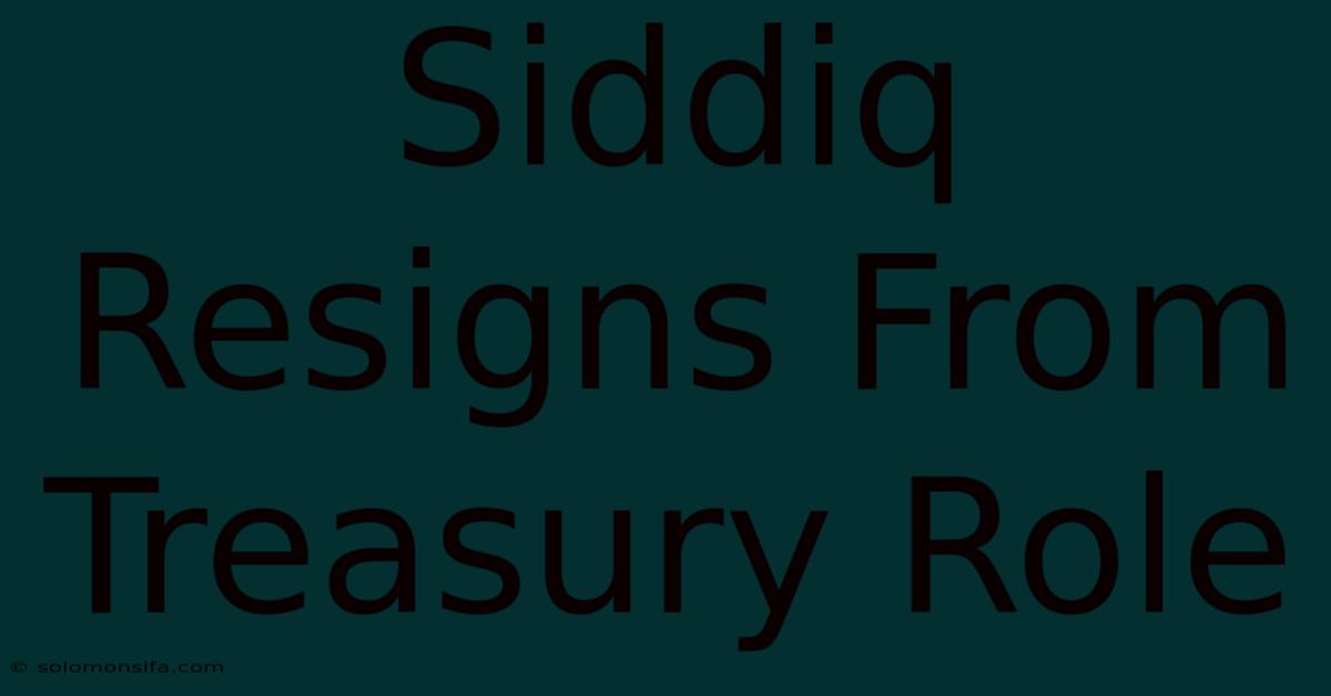 Siddiq Resigns From Treasury Role