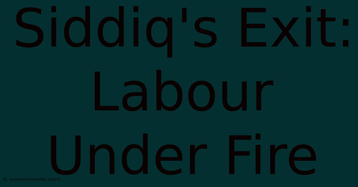 Siddiq's Exit: Labour Under Fire