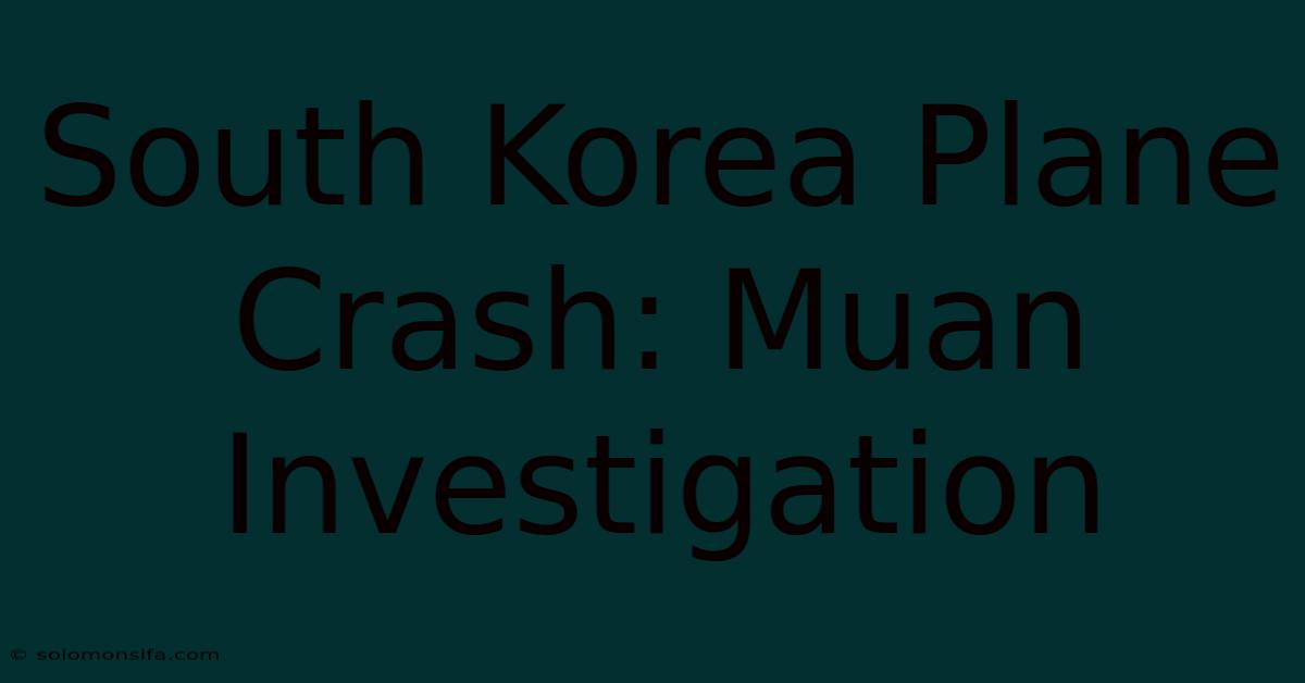 South Korea Plane Crash: Muan Investigation