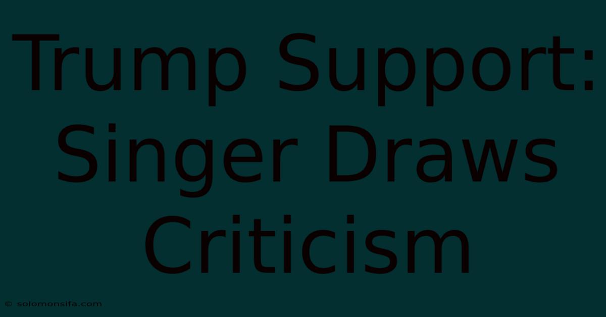 Trump Support: Singer Draws Criticism