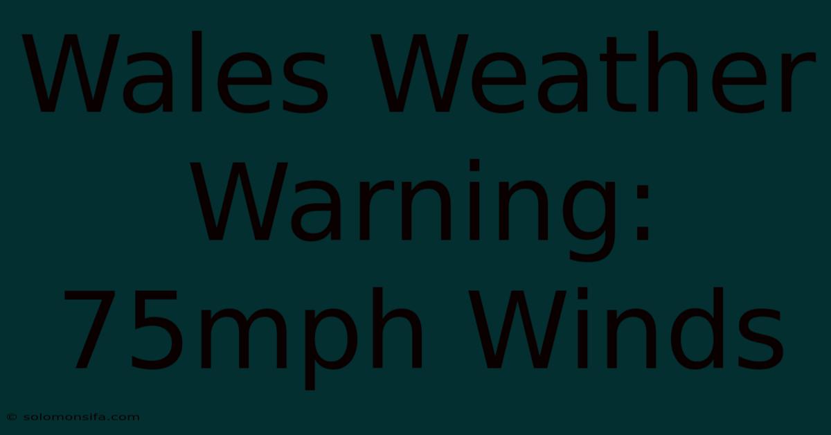 Wales Weather Warning: 75mph Winds