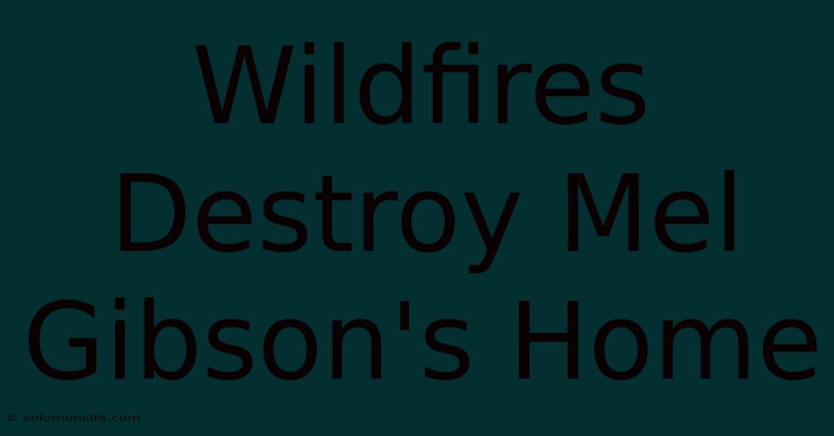 Wildfires Destroy Mel Gibson's Home